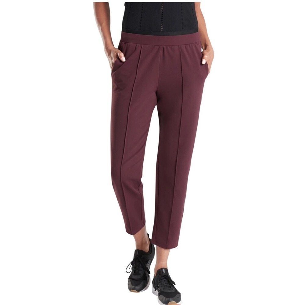 Athleta Venice Pintuck Pant Burgundy Sz M Tapered Ankle Activewear